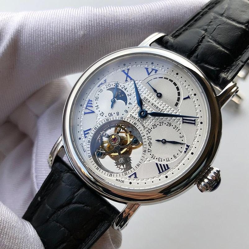 tourbillon movement hand winding watch