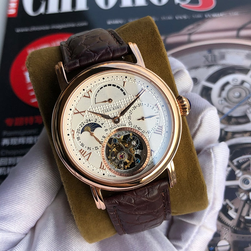 tourbillon movement hand winding watch