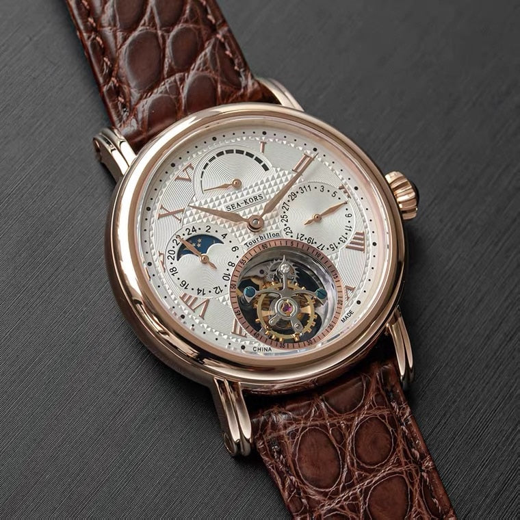 tourbillon movement hand winding watch