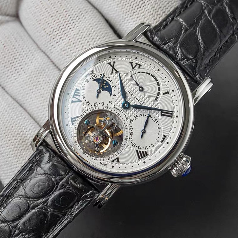 tourbillon movement hand winding watch